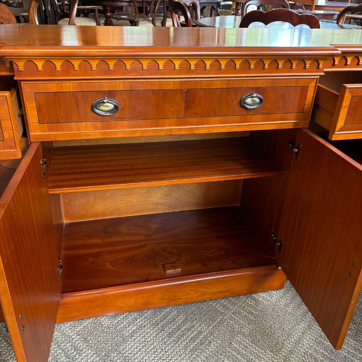 Fabulous yew four door breakfront sideboard. Three - Image 4