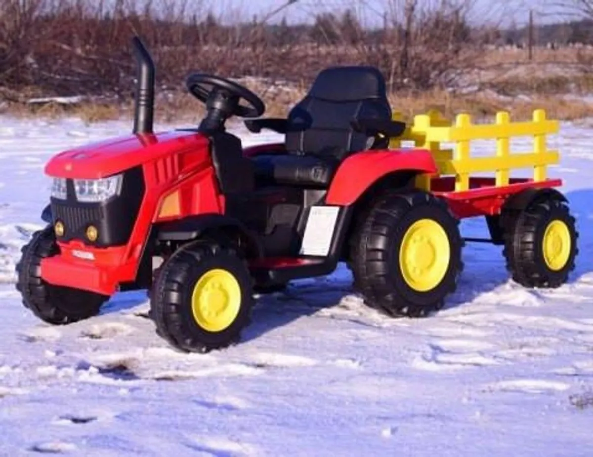 Turbo Harvest 12V Ride On Tractor Red with Trailer - Image 1