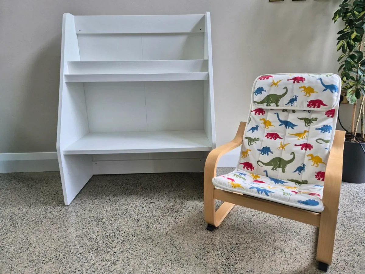 Kids Book Display Shelf & Poang Armchair - Image 4