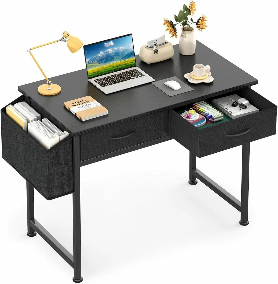 Desk for Small Space with Fabric Drawers - Image 1
