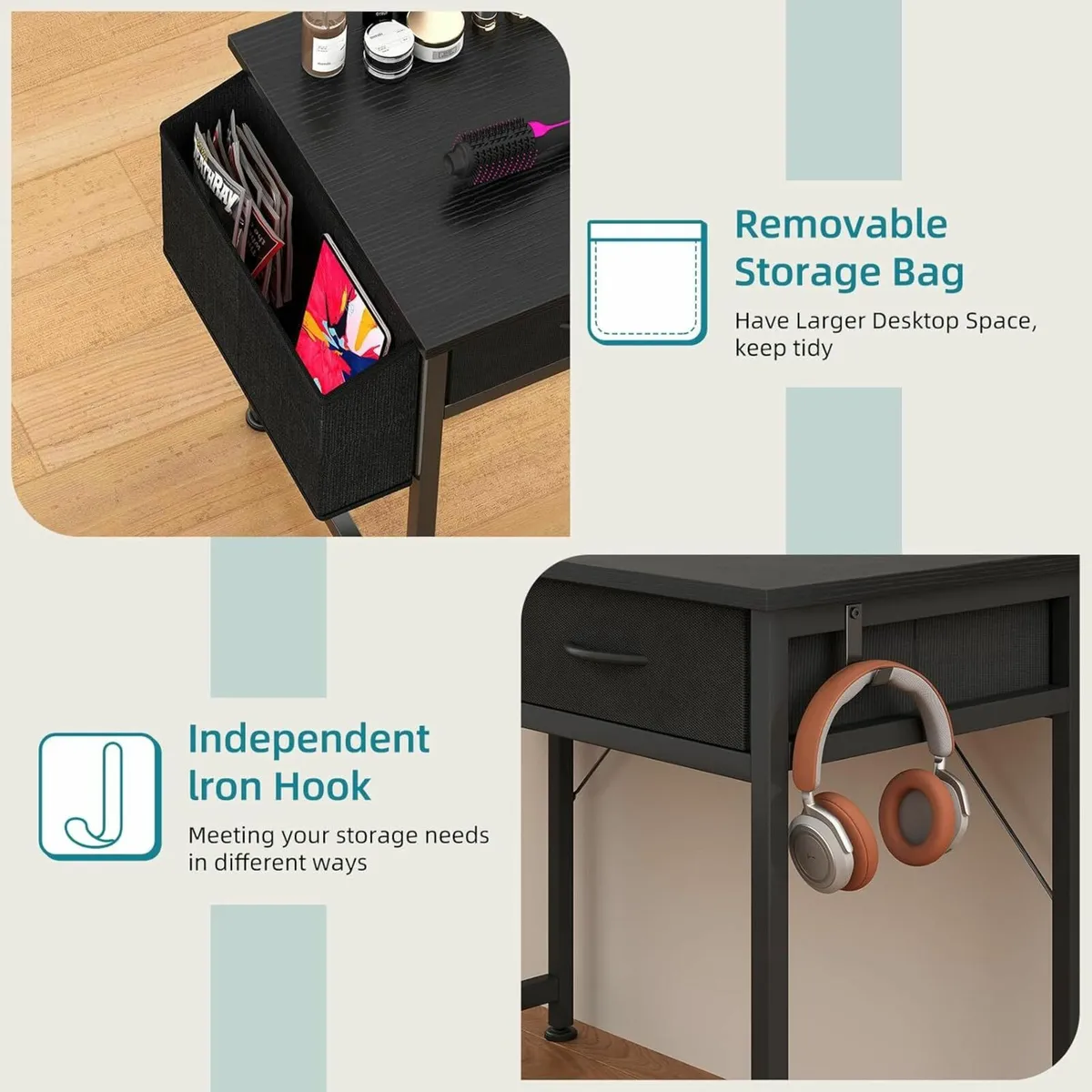 Desk for Small Space with Fabric Drawers - Image 3