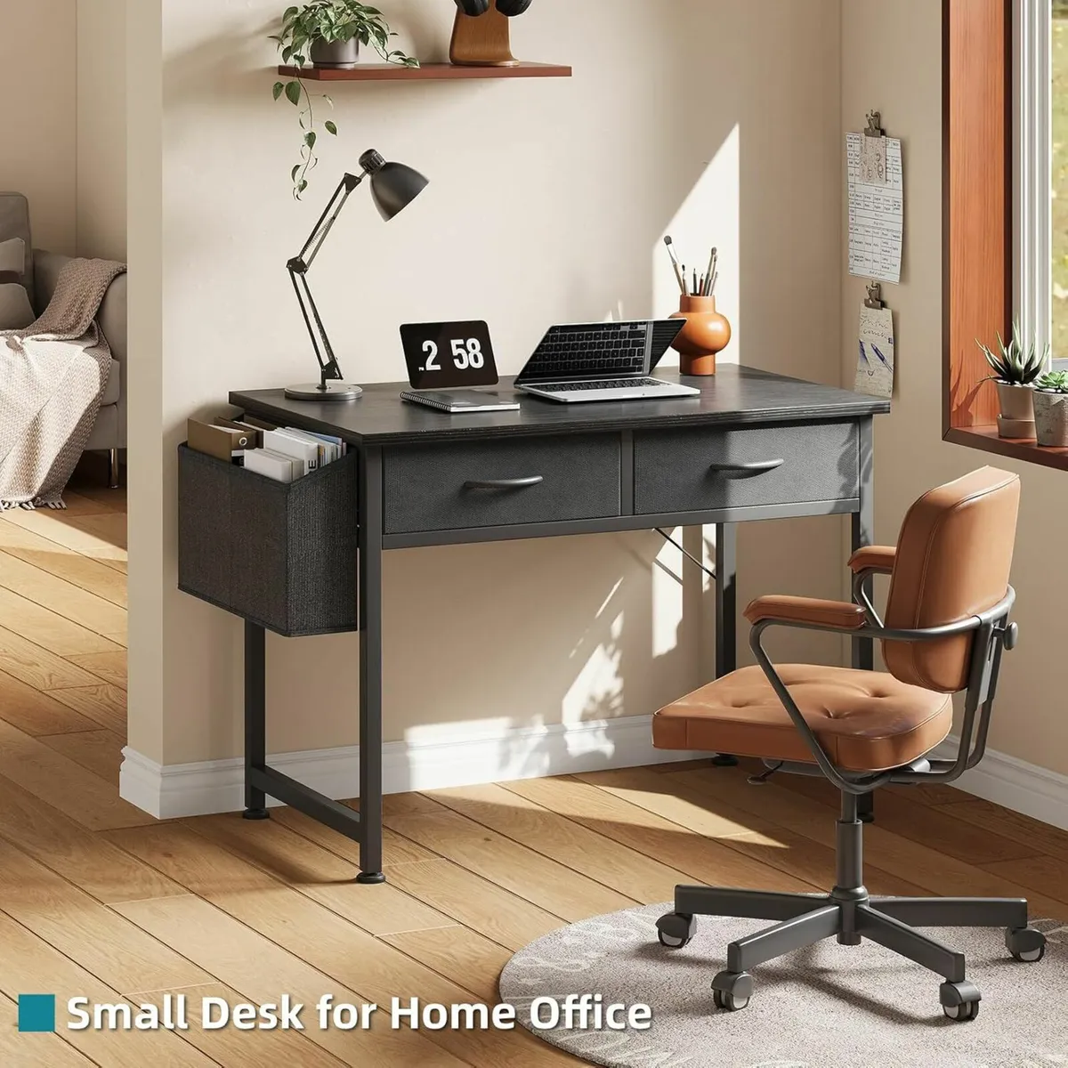 Desk for Small Space with Fabric Drawers - Image 4