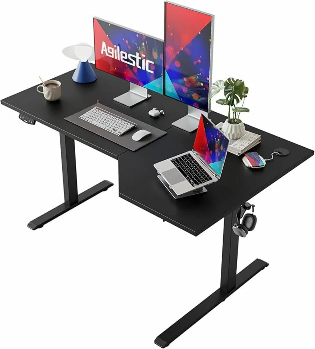L-Shaped Electric Standing Desk 140cm Black - Image 1