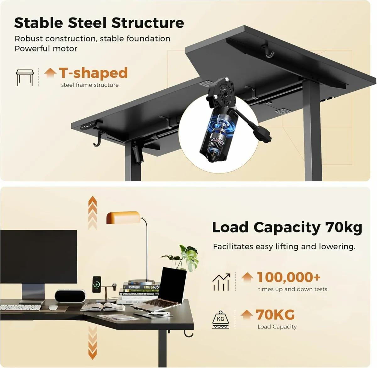L-Shaped Electric Standing Desk 140cm Black - Image 2