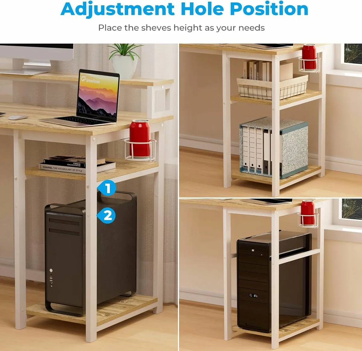 Office Desk with Full Monitor Stand,100 cm - Image 2