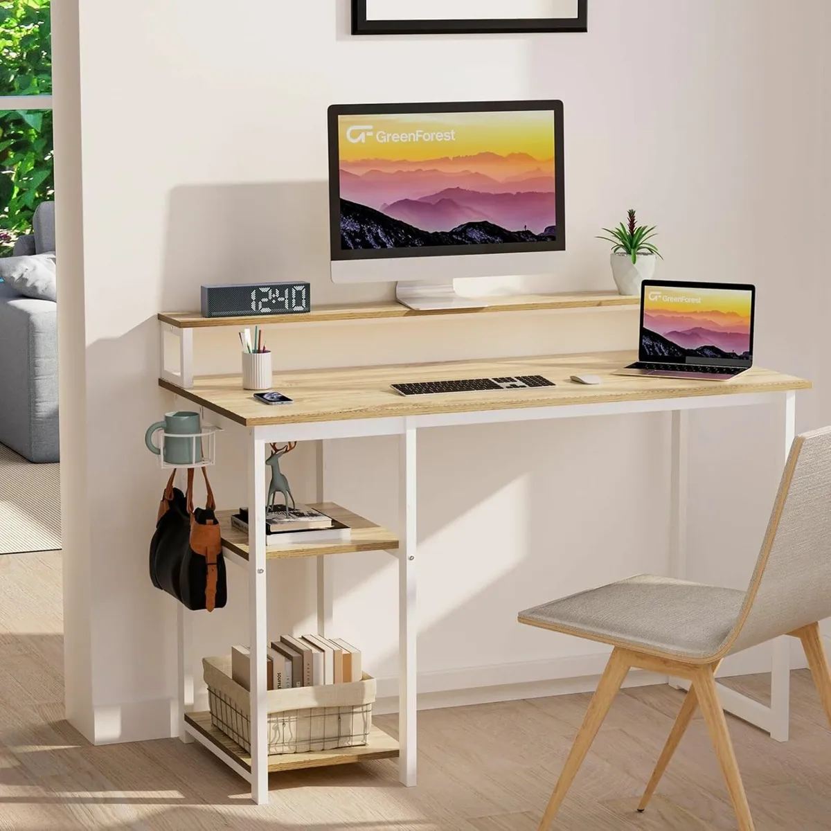 Office Desk with Full Monitor Stand,100 cm - Image 3