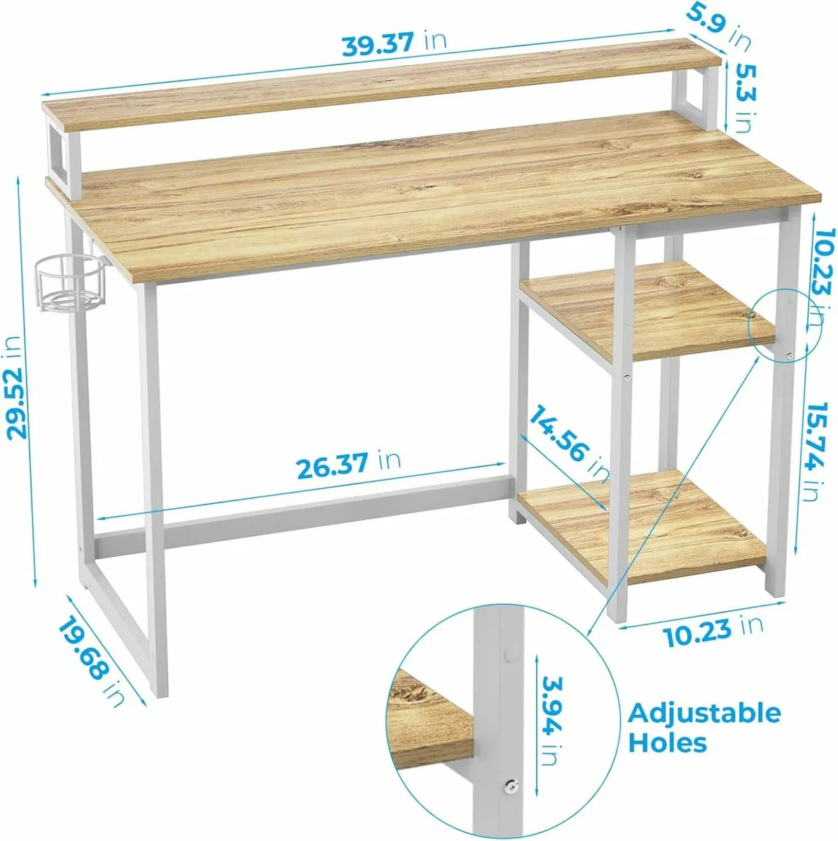 Office Desk with Full Monitor Stand,100 cm - Image 4