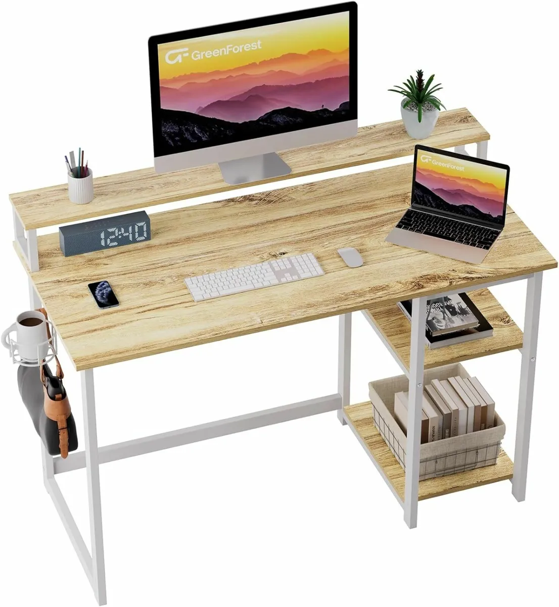 Office Desk with Full Monitor Stand,100 cm - Image 1