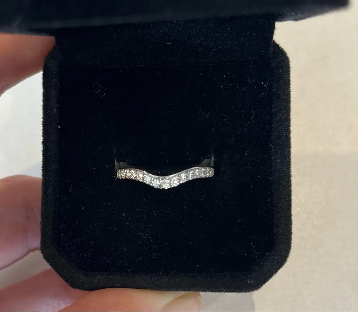 Platinum Diamond Halo Ring & Wedding band - Image 2