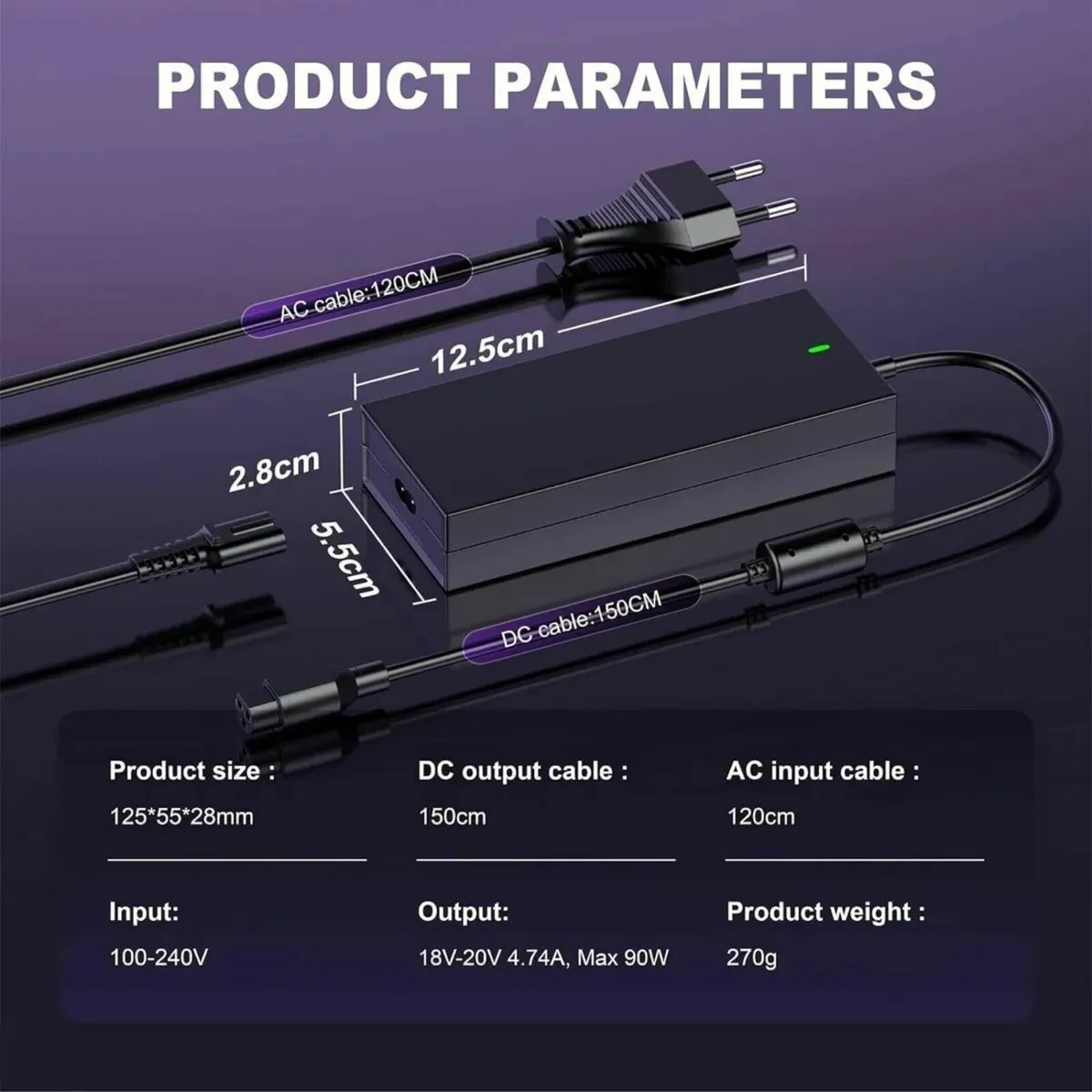 Laptop Charging Cable 90W Universal Power Supply - Image 3