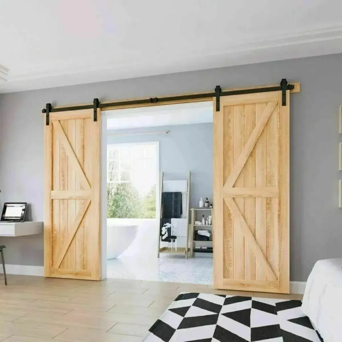 Double Sliding Barn Door Hardware Kit 10FT - Image 1