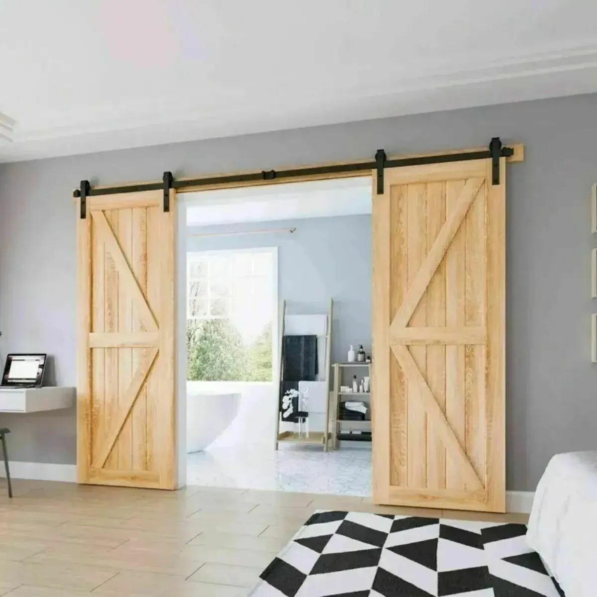 Double Sliding Barn Door Hardware Kit 10FT - Image 3