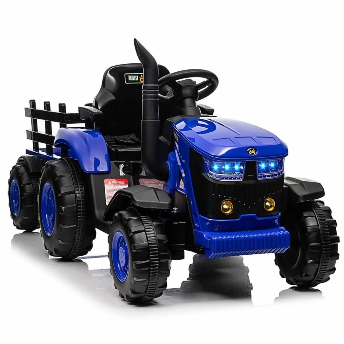 Turbo Harvest 12V Ride On Tractor Blue & Trailer - Image 3