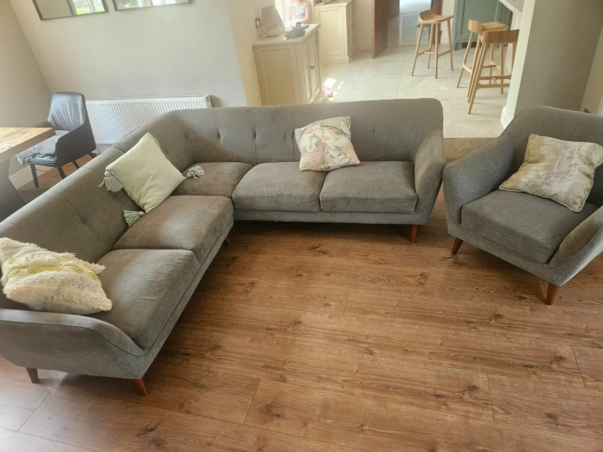 L shaped couch and arm chair