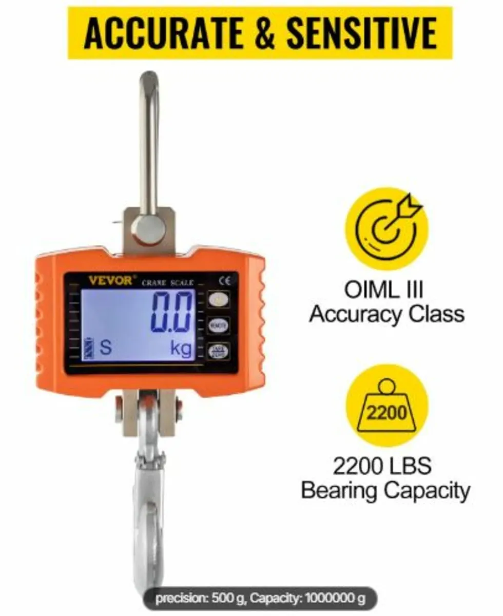 1000kg 2200lbs Digital Crane Scale Heavy Duty - Image 3