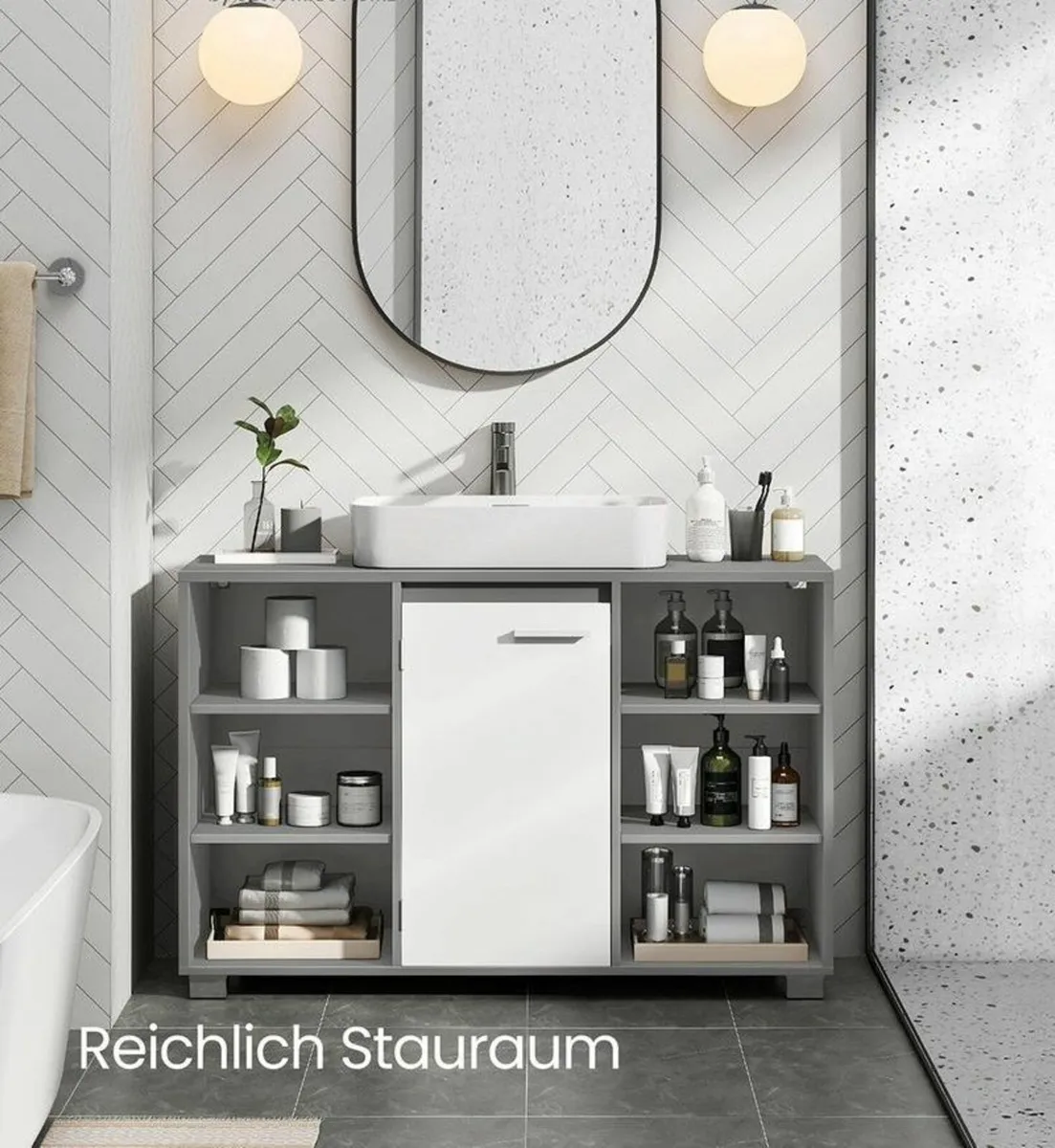 Washbasin Cabinet with Adjustable Shelves – Dove G - Image 2