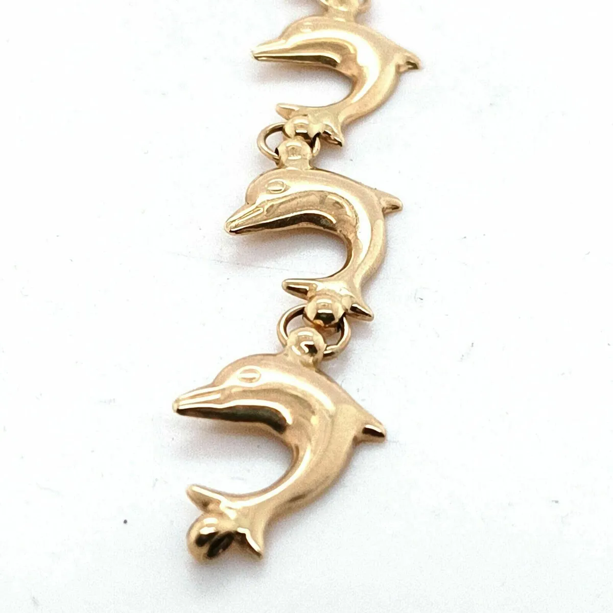 14k Gold Italian Bracelet with Dolphins - Image 2
