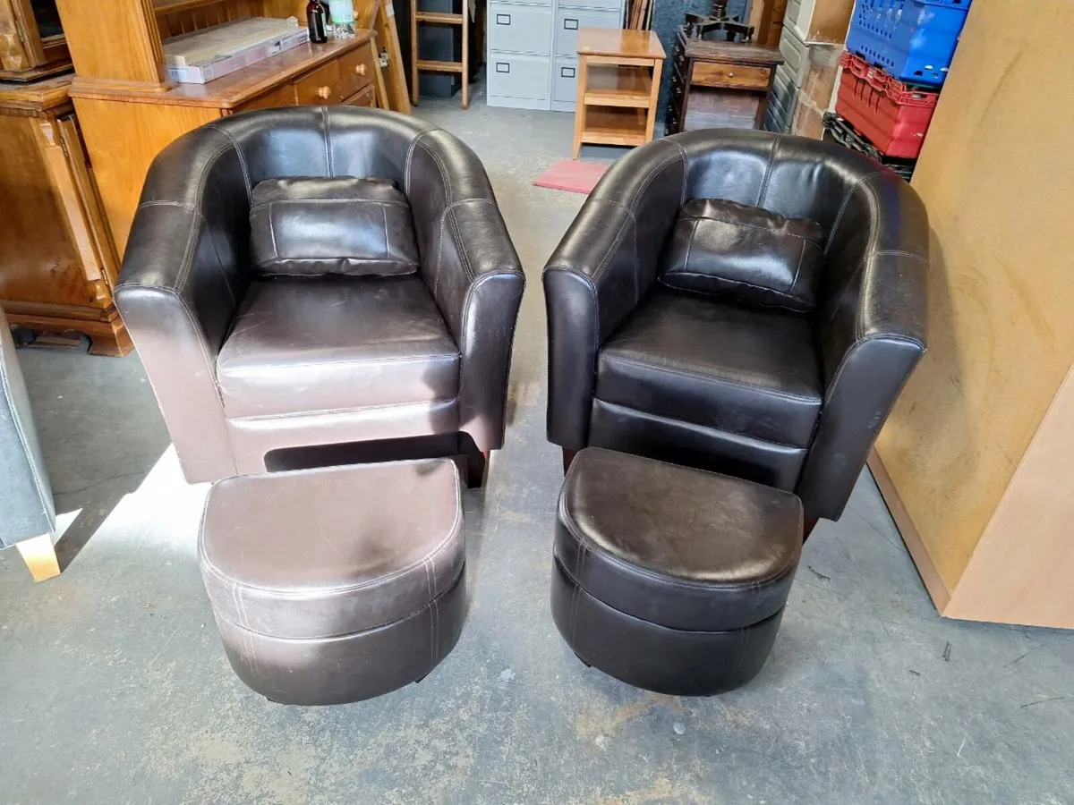 Pair of tube chairs with footstool (DELIVERY) - Image 1