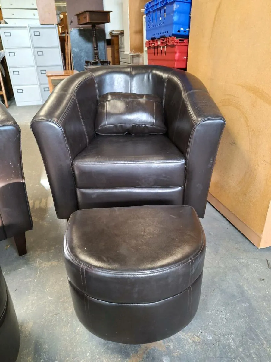 Pair of tube chairs with footstool (DELIVERY) - Image 3