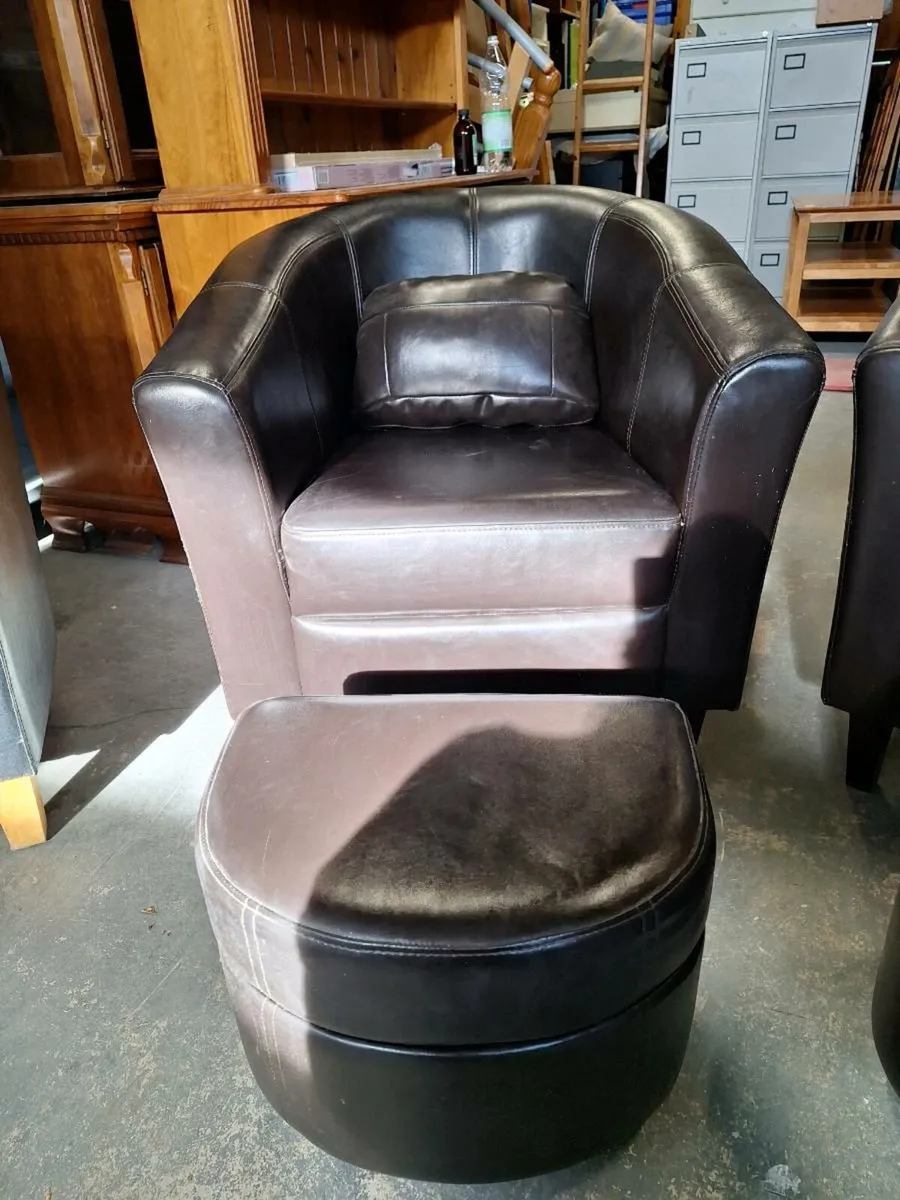 Pair of tube chairs with footstool (DELIVERY) - Image 4
