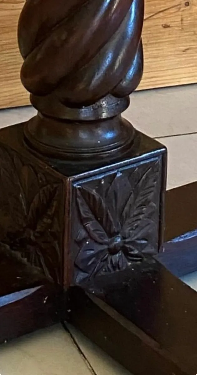 Antique Carved Mahogany Pedestal Jardiniere stand - Image 3