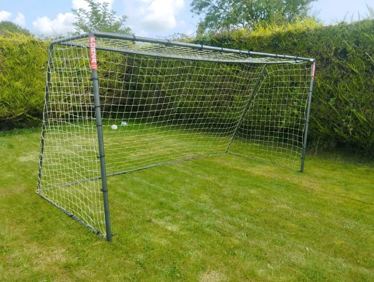 13ft x 6ft Soccer metal netted goals - Image 1