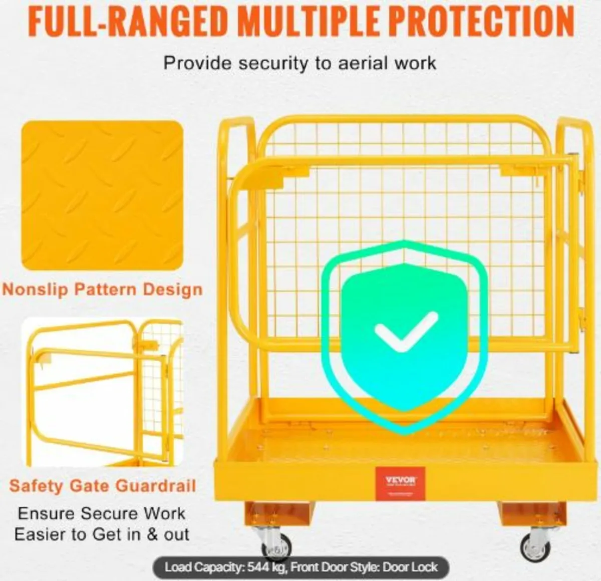 Forklift Safety Cage, 544.3 kg Load Capacity, - Image 3