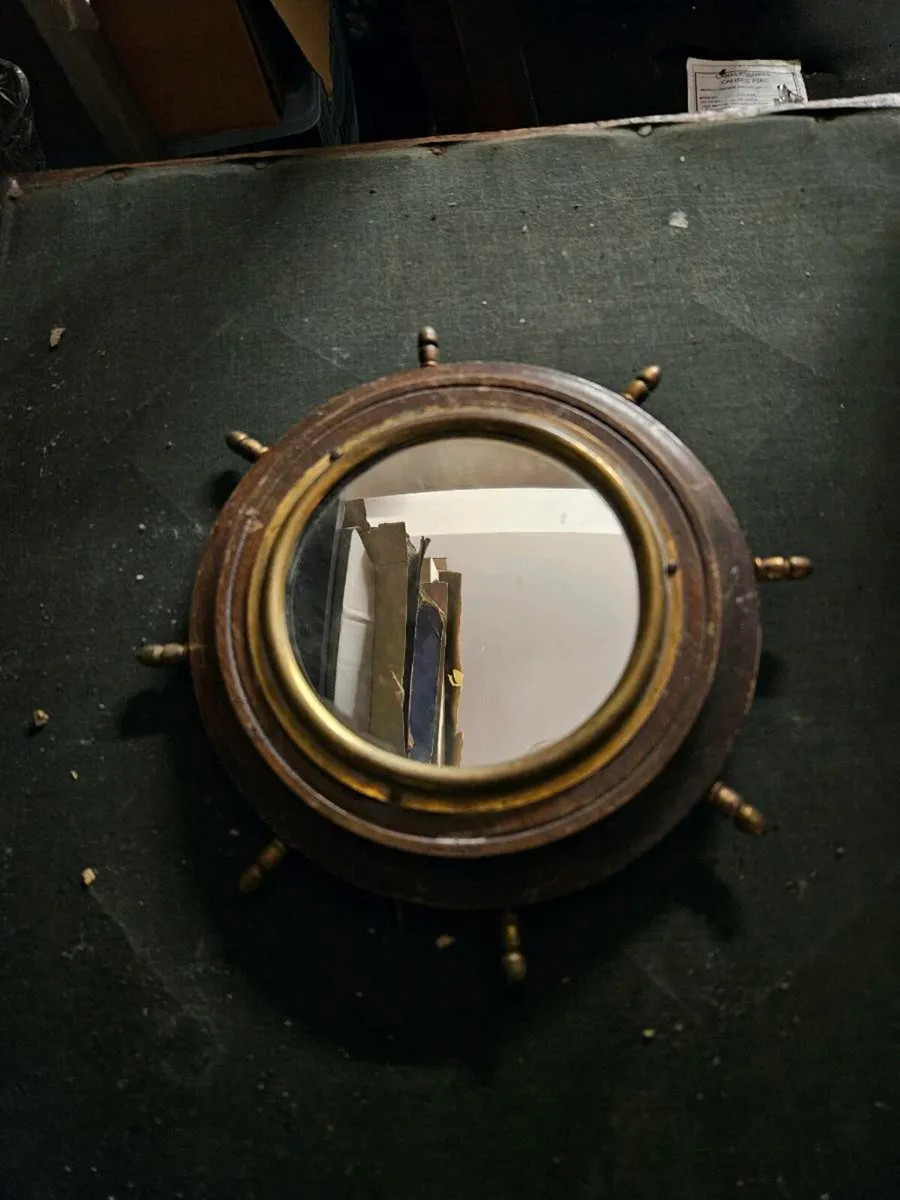 Vintage Ships Wheel Mirror - Image 1