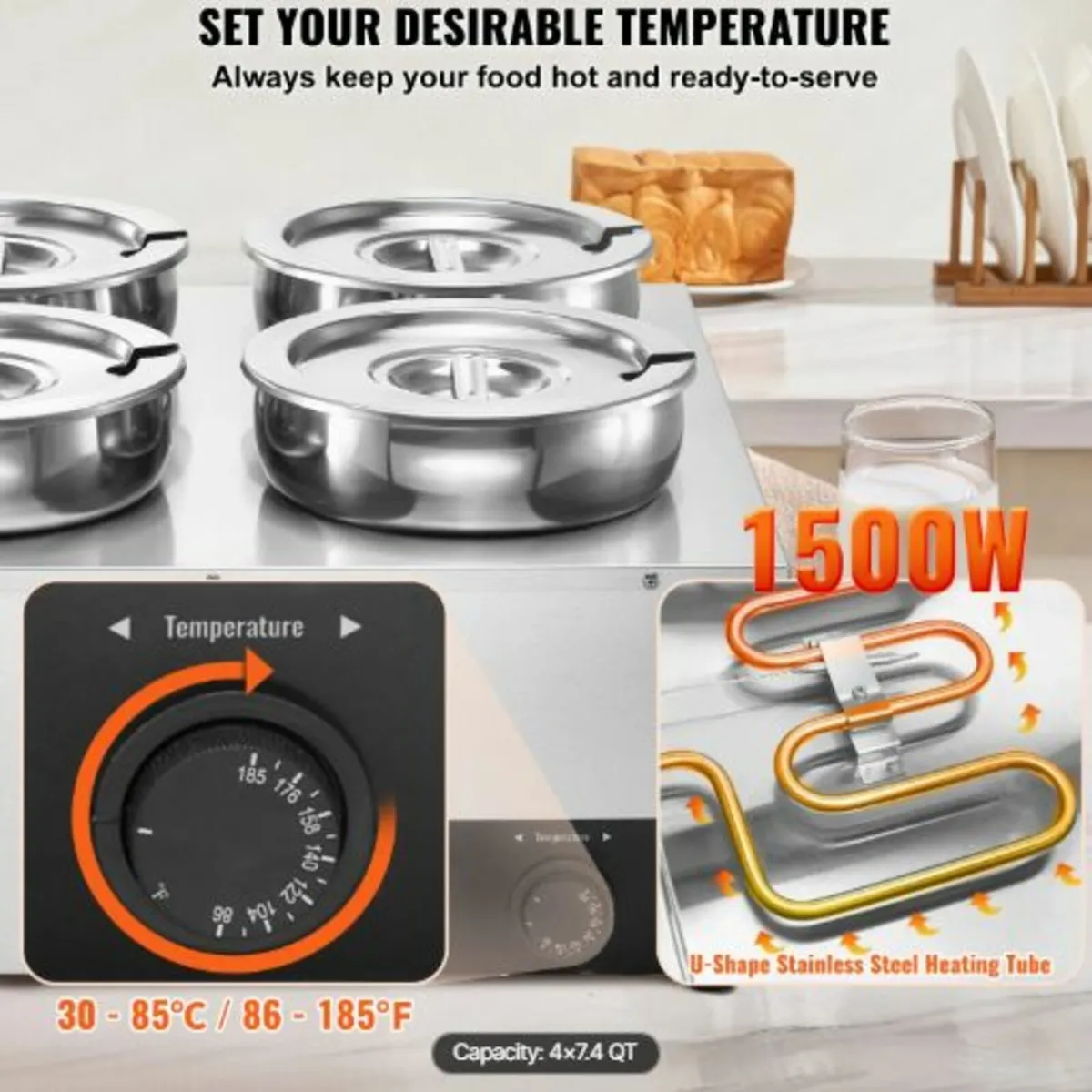 Commercial Soup Warmer Soup Station with 4*7.4Qt - Image 3