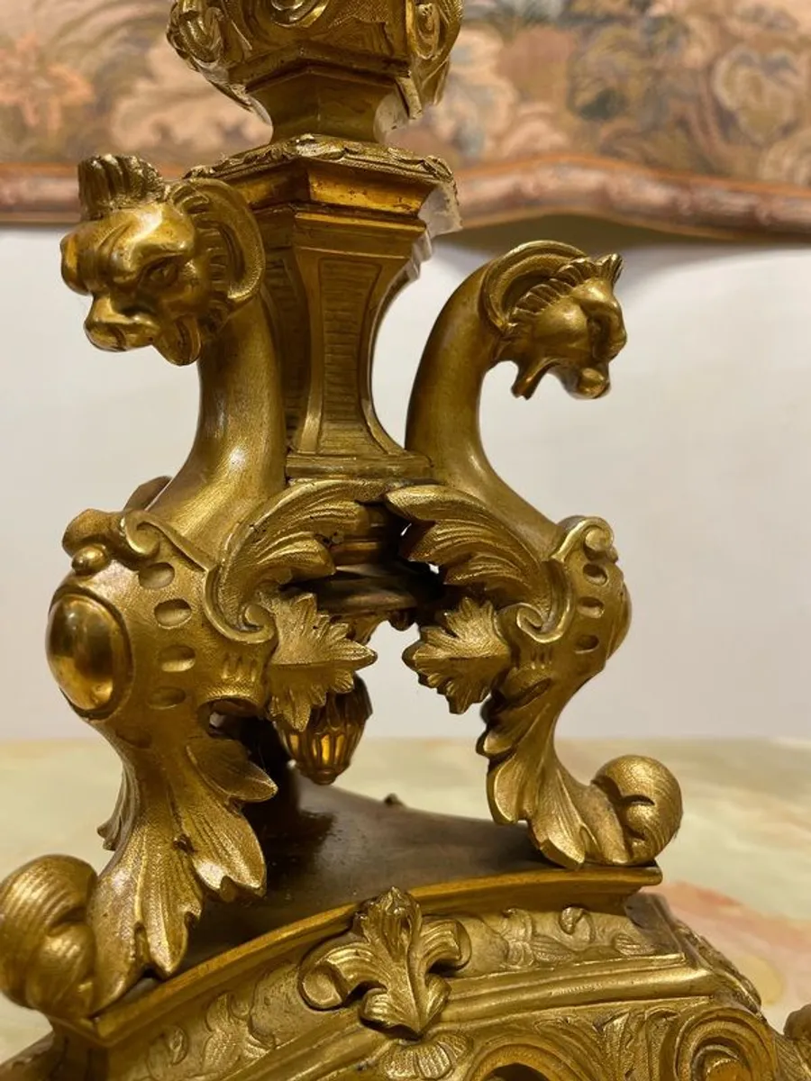 Antique Pair of French Bronze Candelabras - Image 4