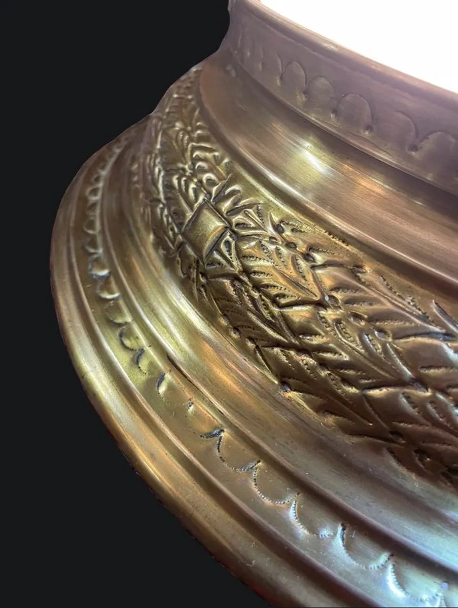 Vintage Frosted Glass & Bronze Flush Mount Ceiling Light - Image 3