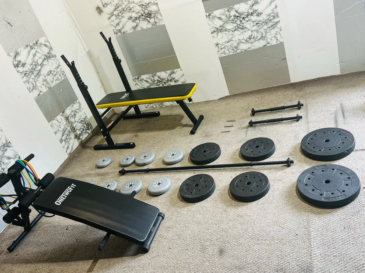 2 X benches 55KG weights barbell dumbbells - Image 2