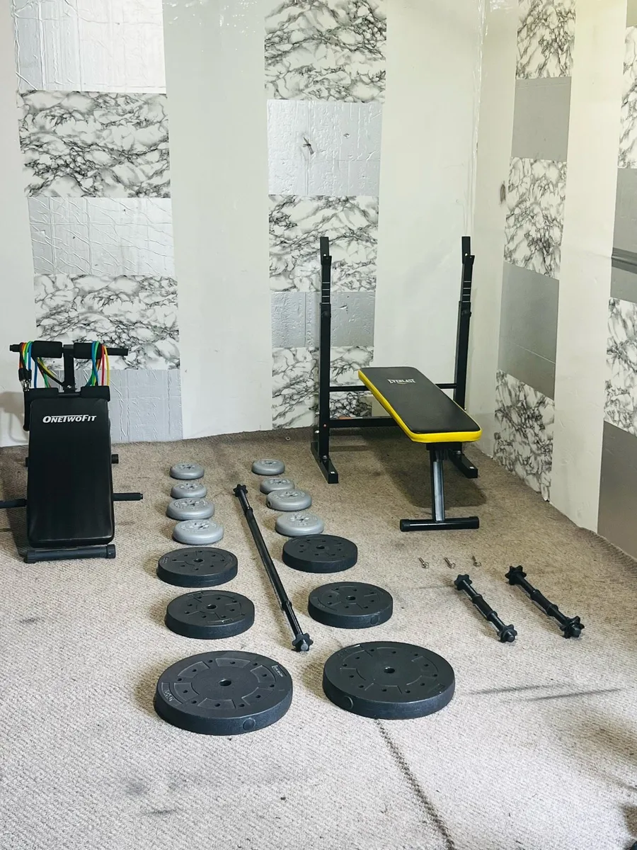 2 X benches 55KG weights barbell dumbbells - Image 3