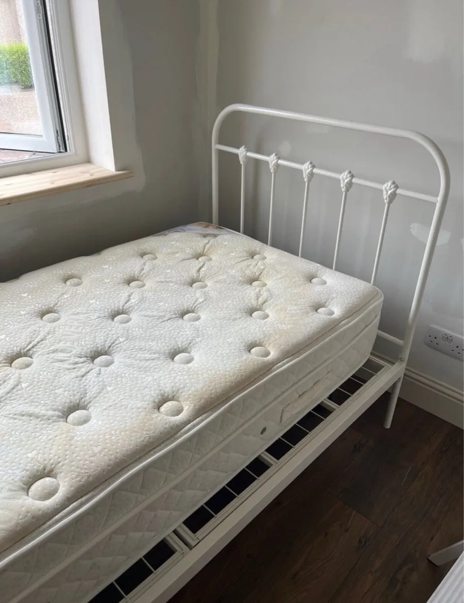 Beautiful White Single Metal Bed Frame - Deliver - Image 1