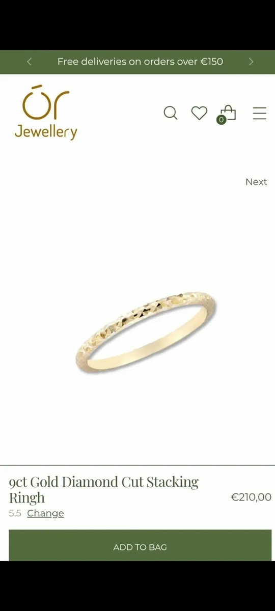 9 Carat Gold Diamond cut ring - Image 1