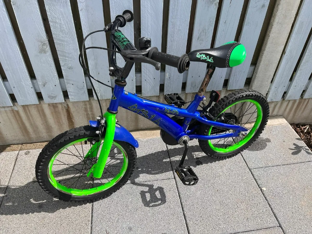16 Inch Bike Blue/Green 5 - 6 Years - Image 2