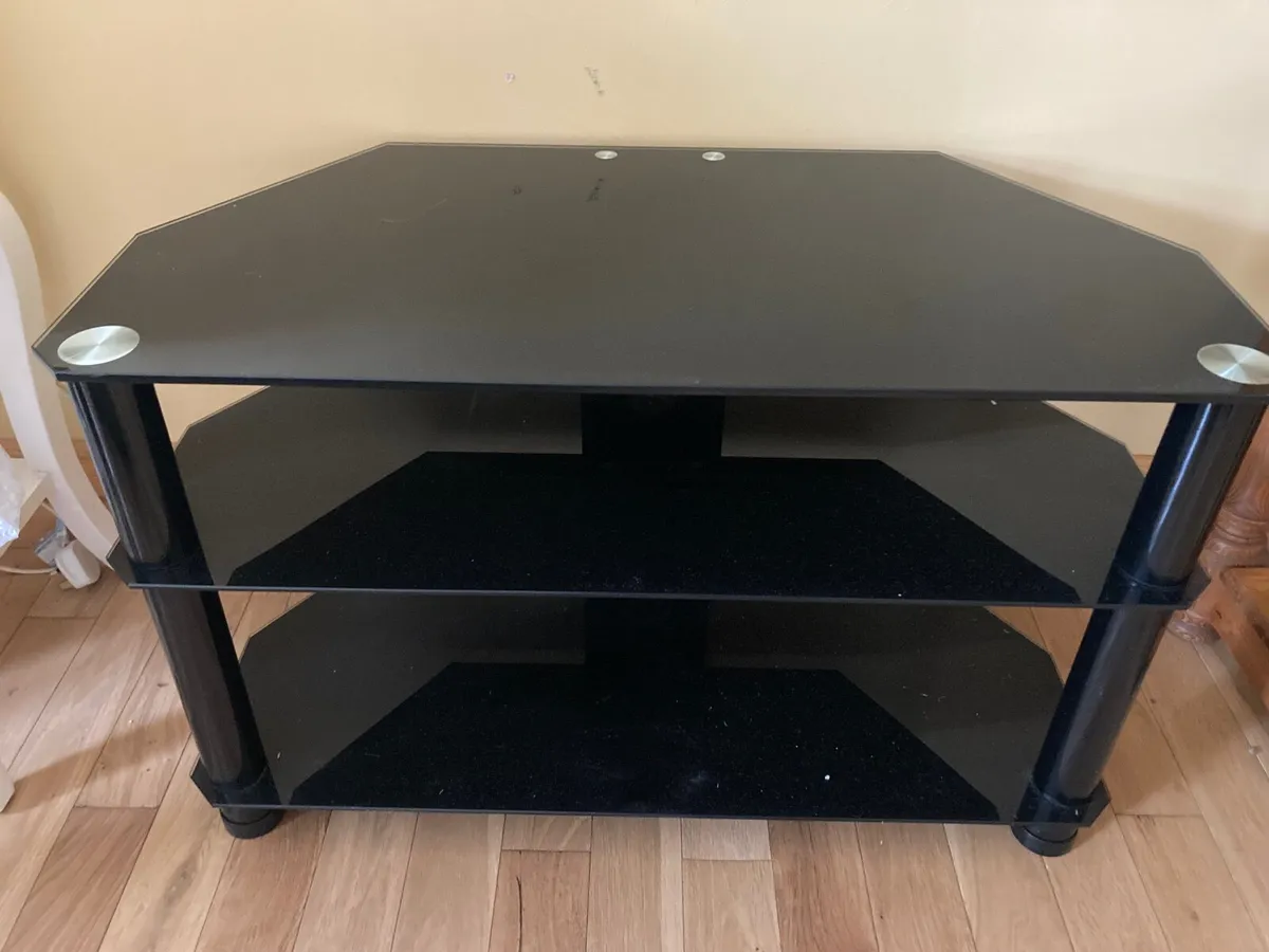 Black Glass TV Table