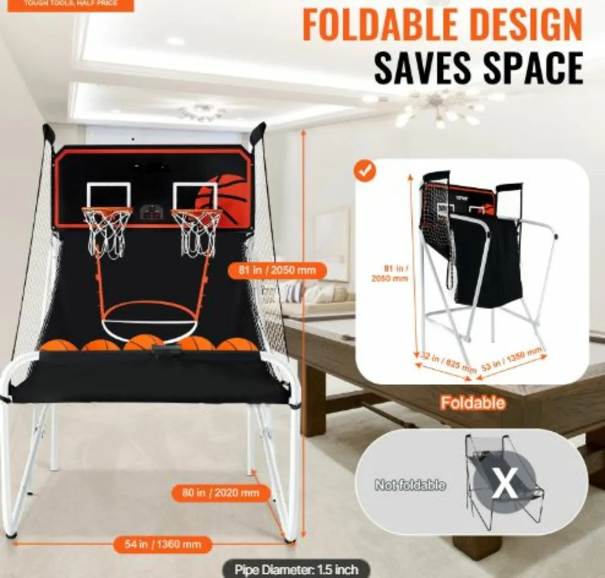 Foldable Indoor Double Shot Basketball Arcade - Image 2