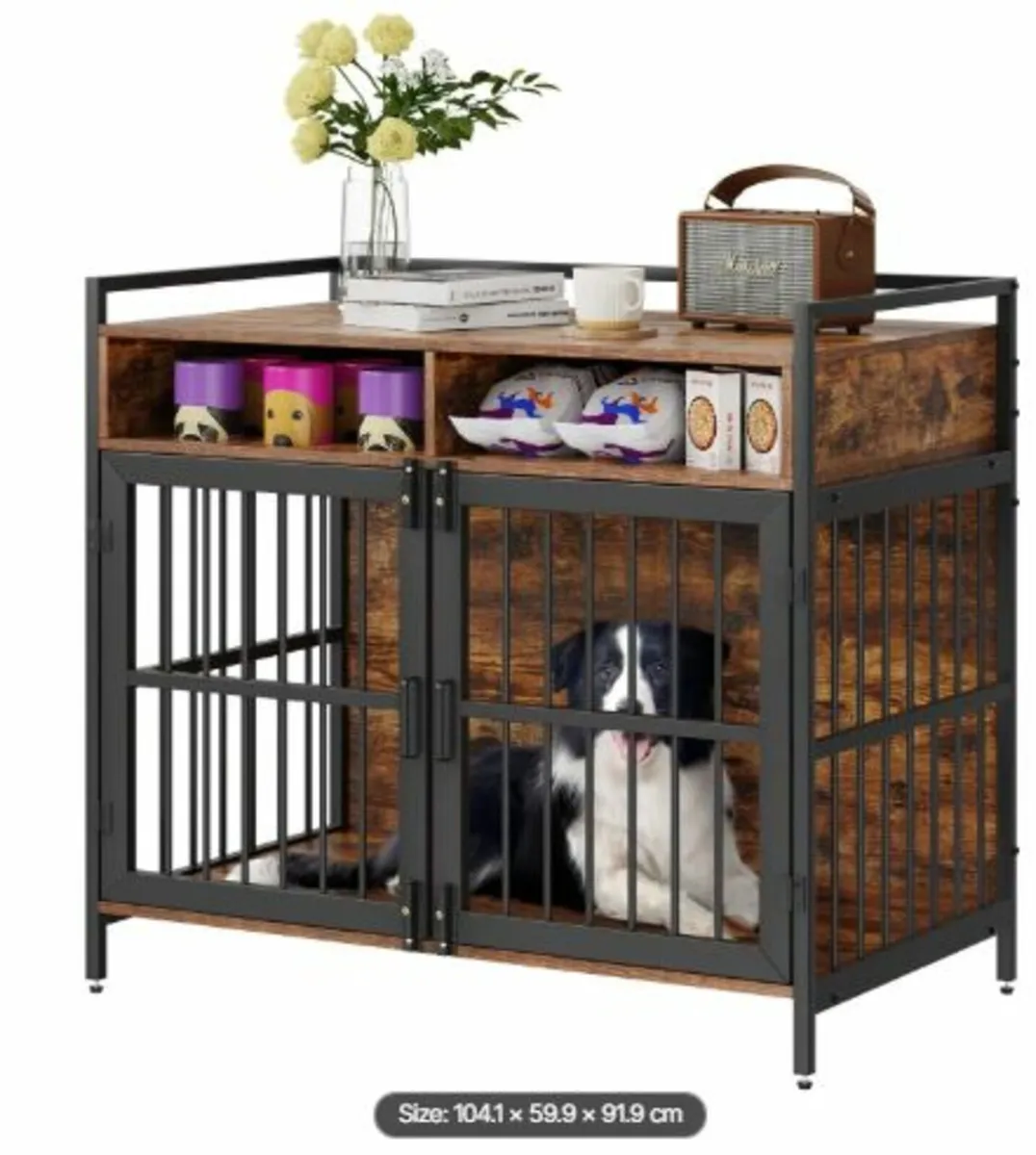 Furniture Style Dog Crate with Storage, 104.1 cm - Image 1