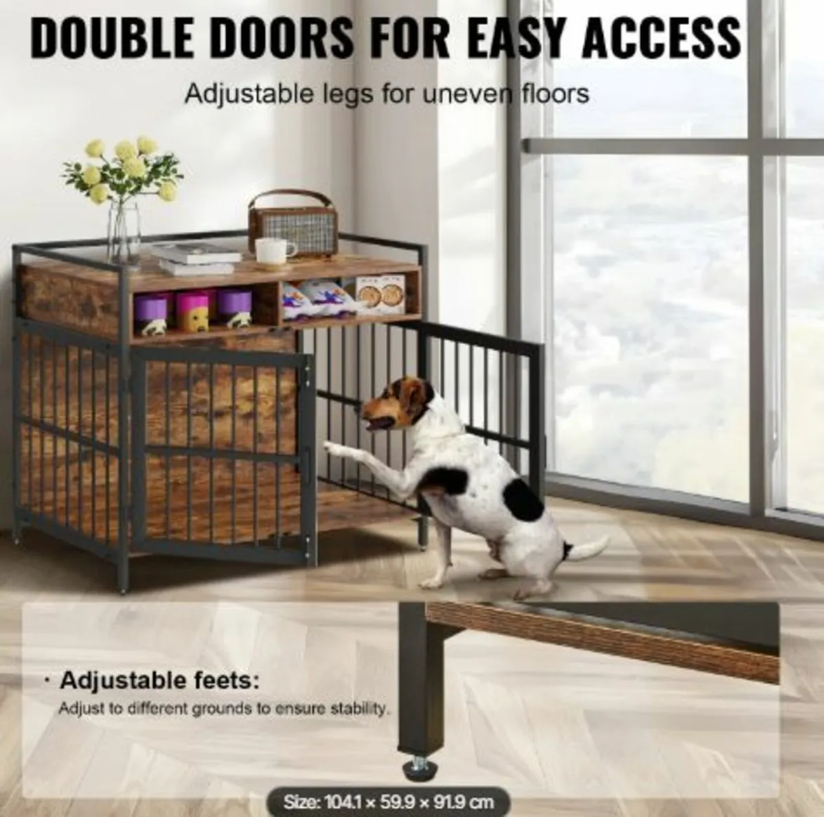 Furniture Style Dog Crate with Storage, 104.1 cm - Image 3
