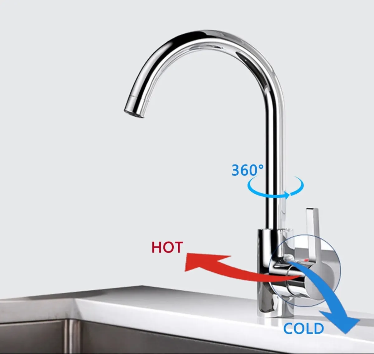 NEW Kitchen Sink Mixer Tap Mono Chrome Faucet - Image 2