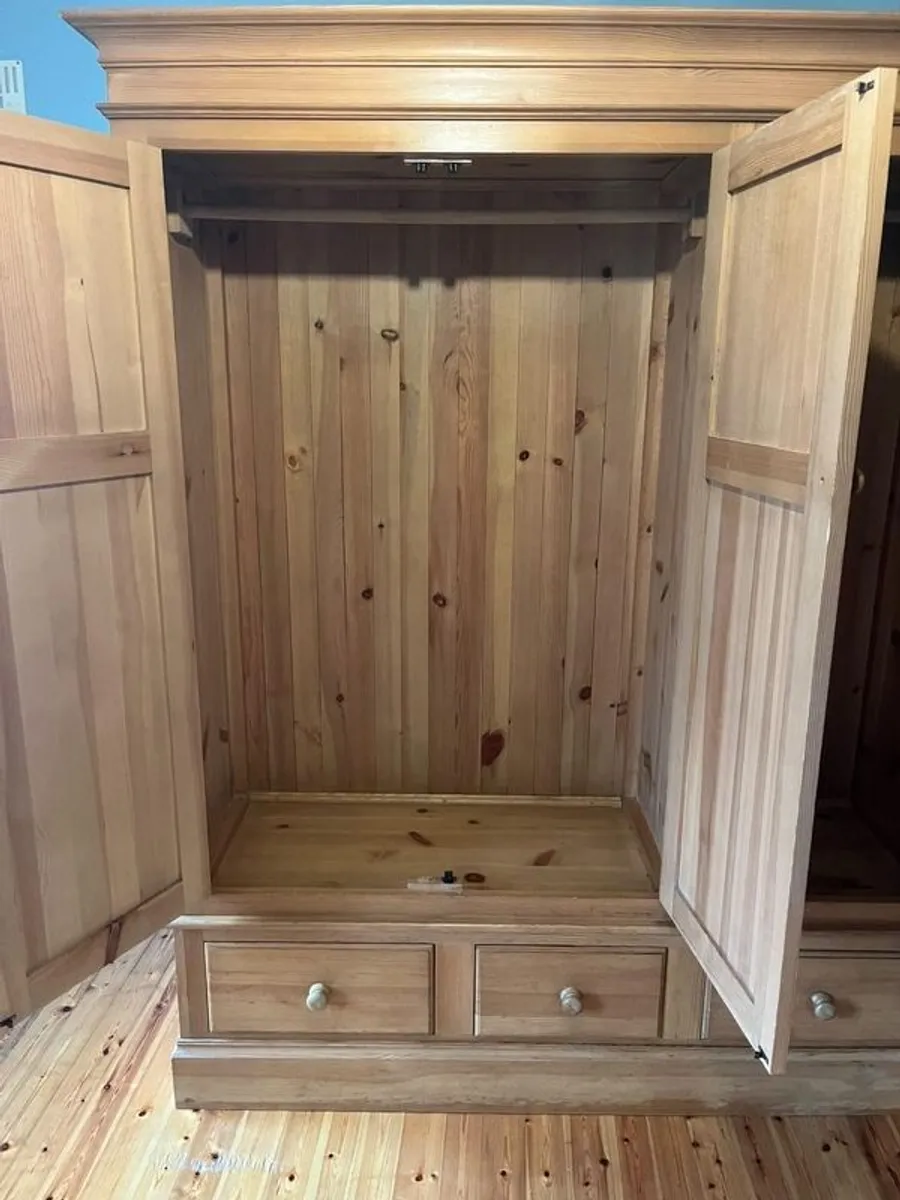 Solid pine 3 door,3 drawer wardrobe - Image 2