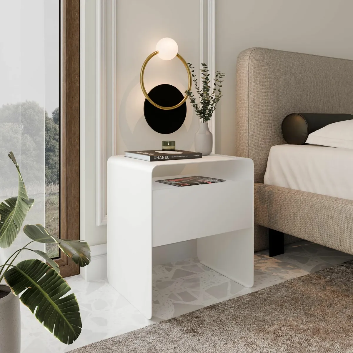 Mono Minimalist Bedside Table with Drawer - Image 1