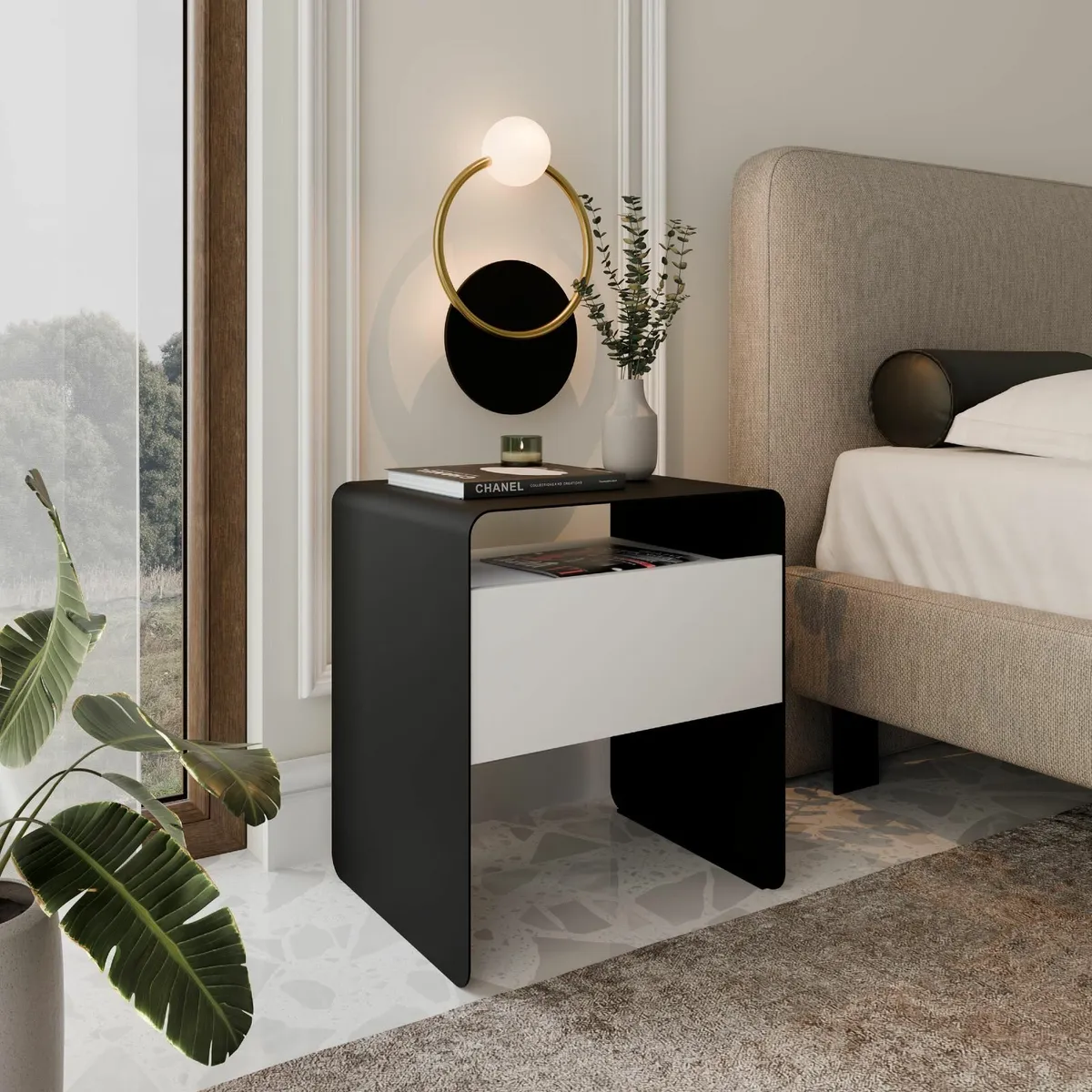 Mono Minimalist Bedside Table with Drawer - Image 2