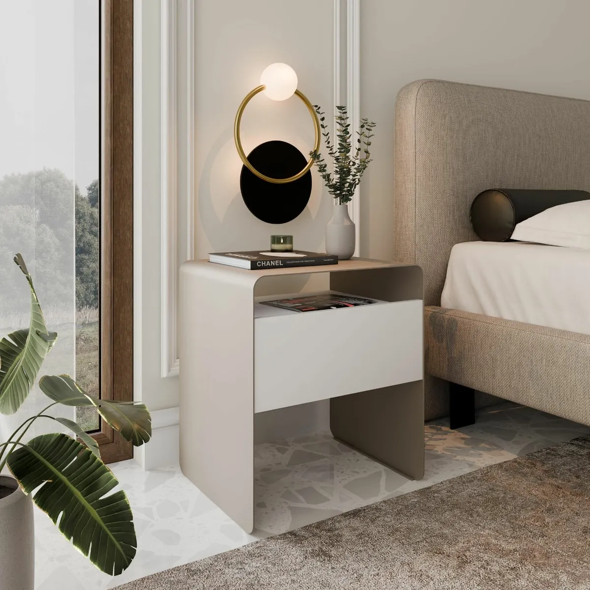 Mono Minimalist Bedside Table with Drawer - Image 3