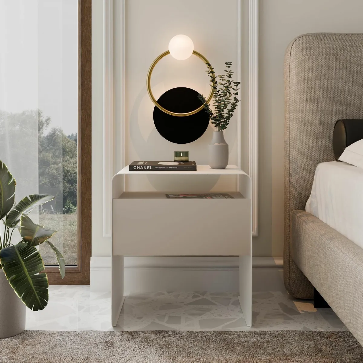 Mono Minimalist Bedside Table with Drawer - Image 4
