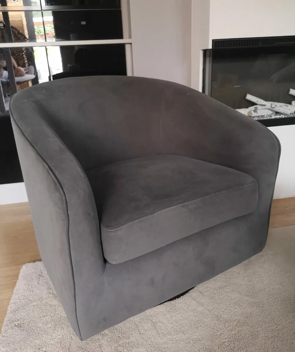 Velvet Swivel Armchair - Image 1