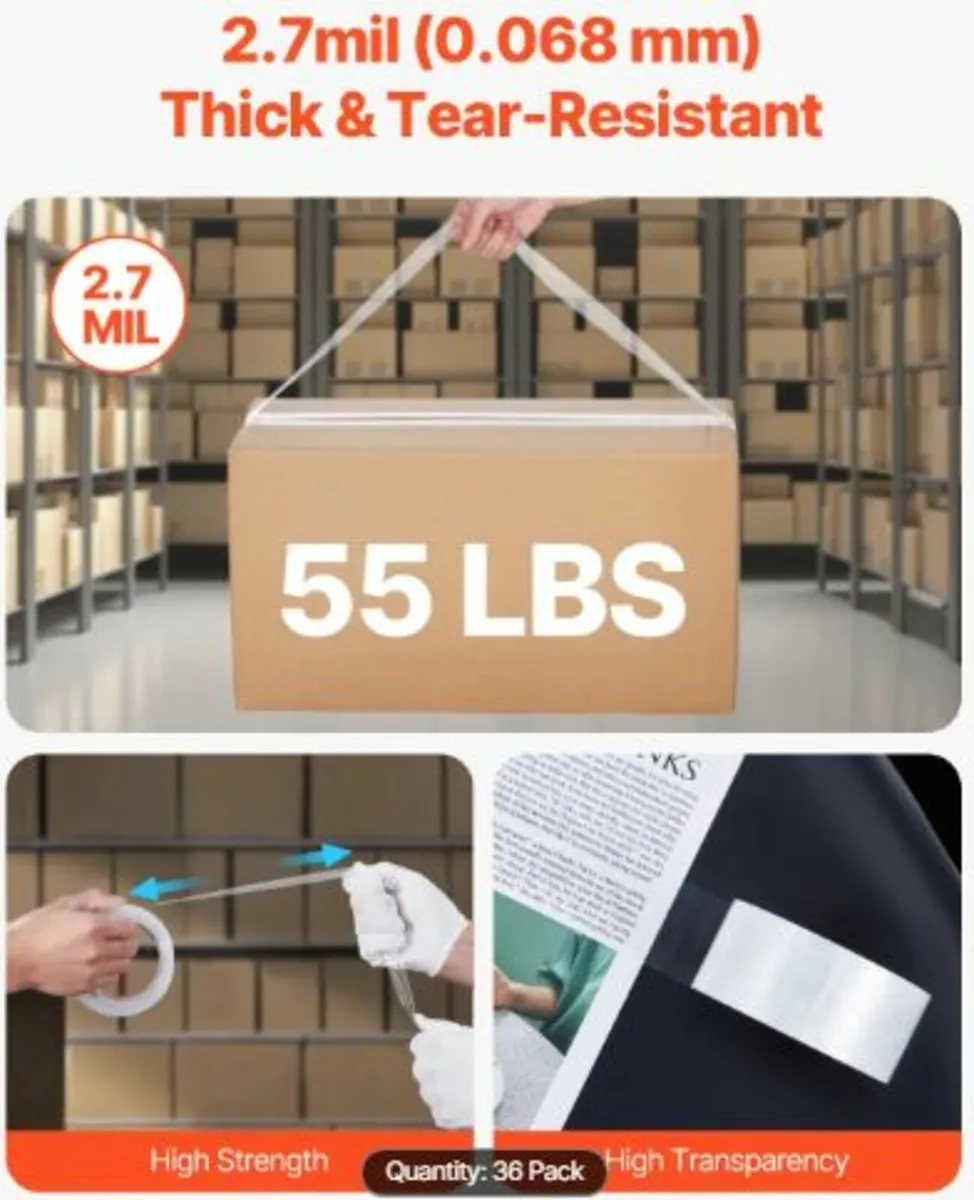 Packing Tape 36 Rolls 65 Yards Heavy Duty Clear - Image 2