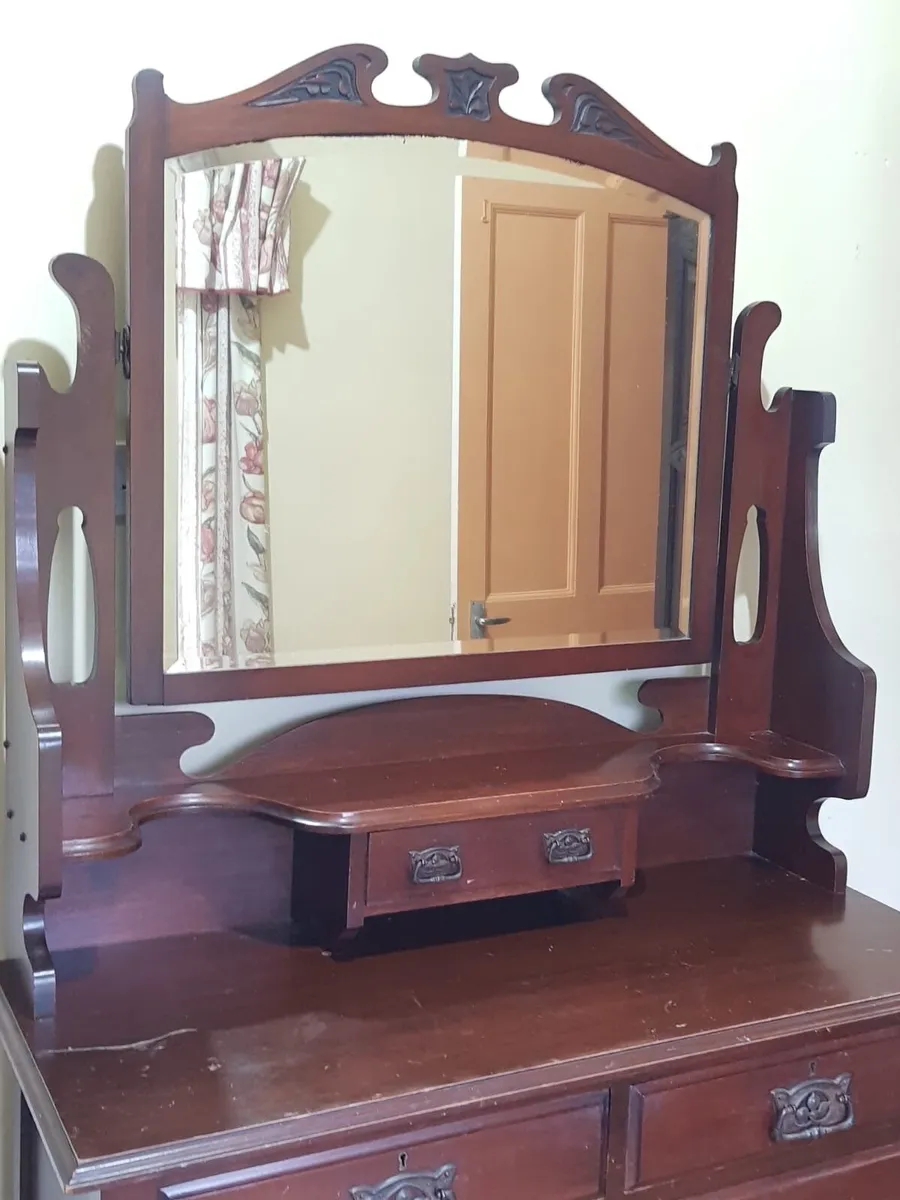 Solid Wood Dresser with Mirror - Image 1