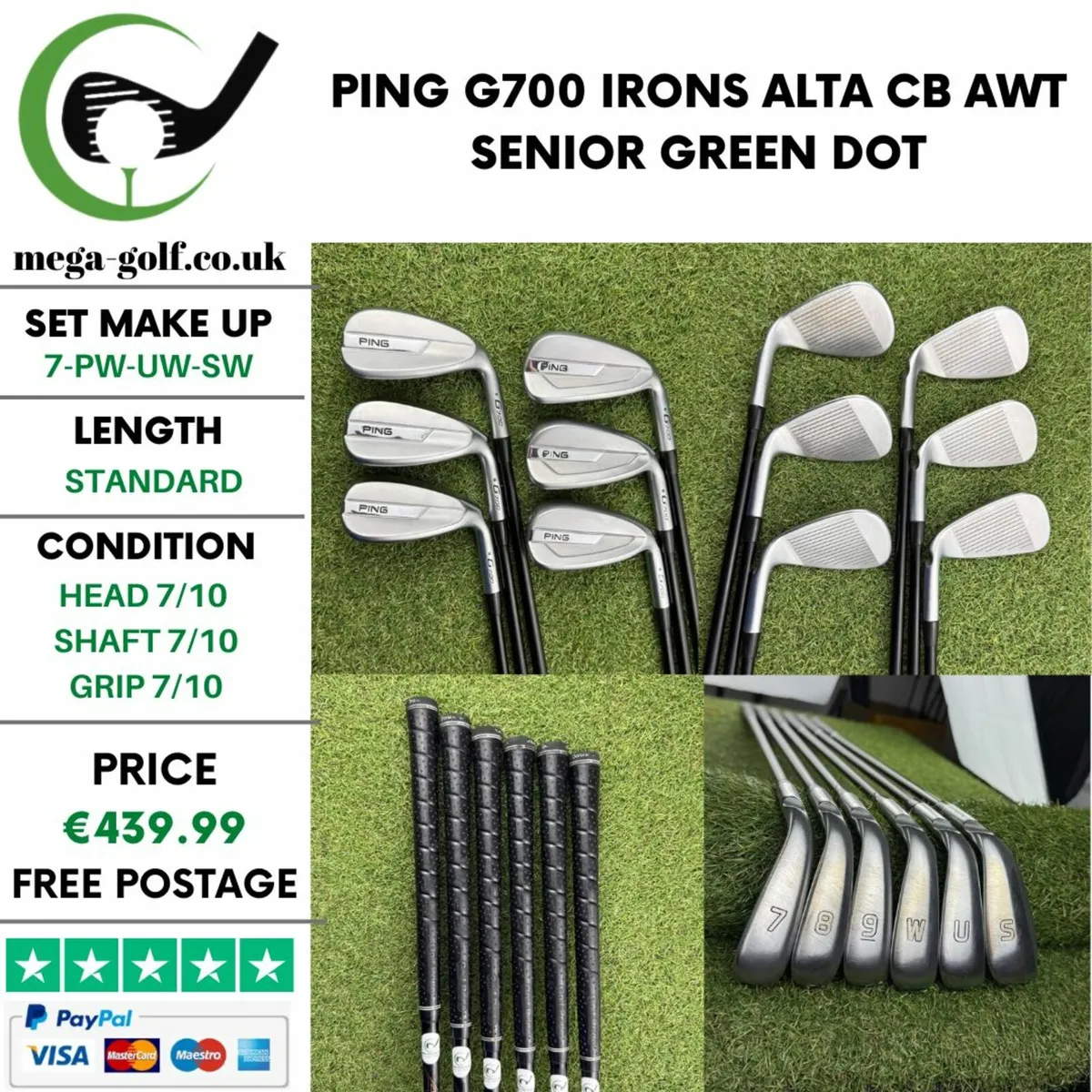 PING G700 IRONS / 7-PW-UW-SW / ALTA CB AWT SENIOR - Image 1